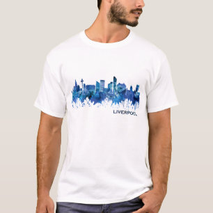 Liverpool England Skyline Blue T-Shirt