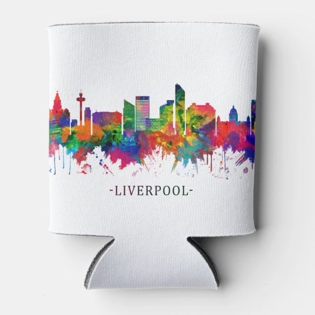 Liverpool England Skyline Can Cooler (Front)