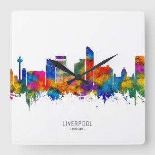 Liverpool England Skyline Square Wall Clock