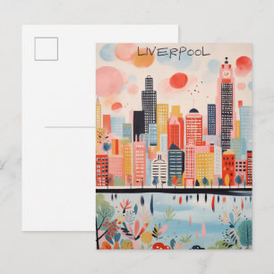 Liverpool England Travel City Painting Aesthetic Postcard