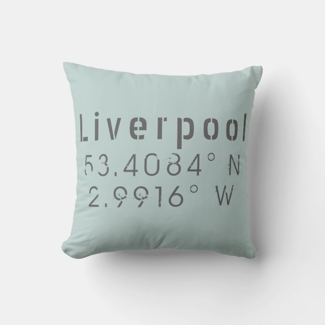 Liverpool Latitude Longitude Cushion (Front)