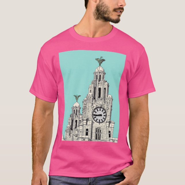 Liverpool Liver Building Travel Print T-Shirt (Front)