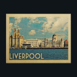 Liverpool Postcard Vintage Travel<br><div class="desc">Liverpool design in Vintage Travel style featuring the Royal Liver building on the River Mersey for this English United Kingdom scene.</div>