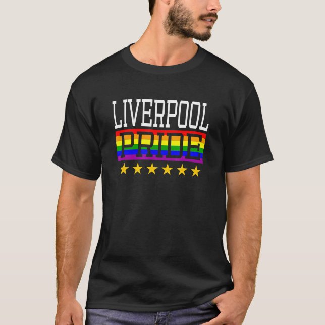 Liverpool Pride Gay Lesbian Queer Lgbt Rainbow Fla T-Shirt (Front)