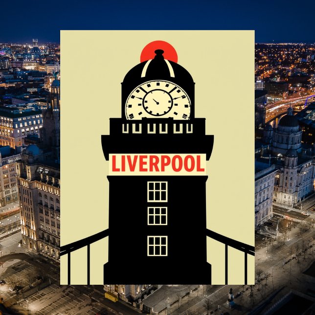 Liverpool UK Minimalist Clock Tower Travel Postcard (Liverpool UK Minimalist Clock Tower Travel Postcard
)