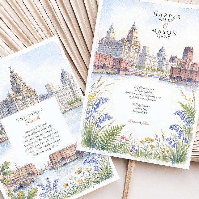 Liverpool UK Royal Liver Albert Dock Wedding Invitation (Creator Uploaded)