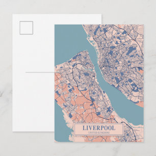 Liverpool United Kingdom Breezy City Map Travel Postcard