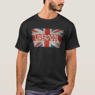 Liverpool United Kingdom British Flag Vintage Souv T-Shirt