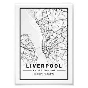 Liverpool - United Kingdom Light City Map Photo Print