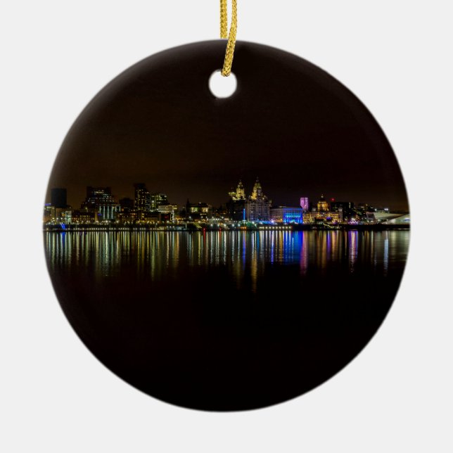 Liverpool Waterfront Ceramic Tree Decoration (Front)