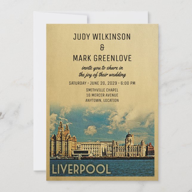 Liverpool Wedding Invitation UK England (Front)