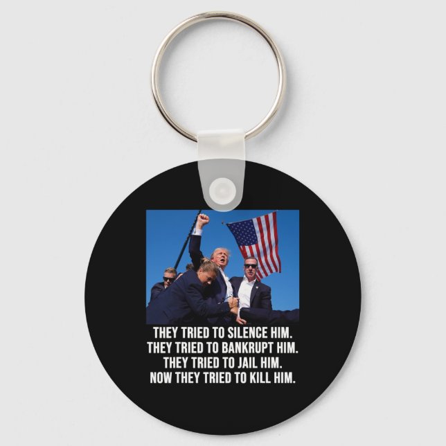 Lives Donald Trump Mug Shot - Never Surrender  Key Ring (Front)