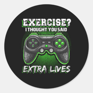 Lives Funny Video Game Controller Retro Gamer Boys Classic Round Sticker