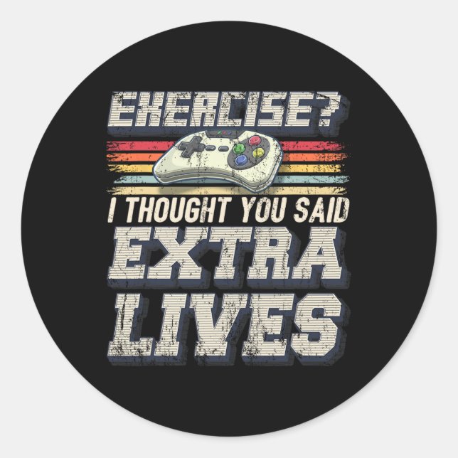 Lives Funny Video Game Controller Retro Gamer Boys Classic Round Sticker (Front)