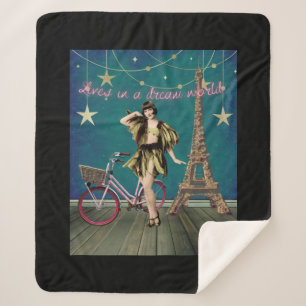 Lives In A Dream World Funky Altered Art Sherpa Blanket