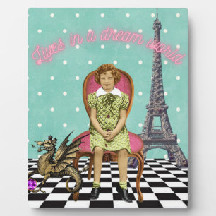 Lives In A Dream World Funky Vintage Girl Plaque