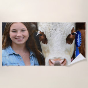 Livestock Show Cow Photo Customize Beach Towel
