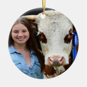 Livestock Show Cow Photo Customize Ceramic Tree Decoration