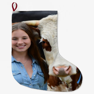 Livestock Show Cow Photo Customize Large Christmas Stocking