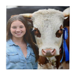 Livestock Show Cow Photo Customize Tile