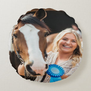Livestock Show Horse Photo Customize Round Cushion