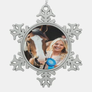 Livestock Show Horse Photo Customize Snowflake Pewter Christmas Ornament
