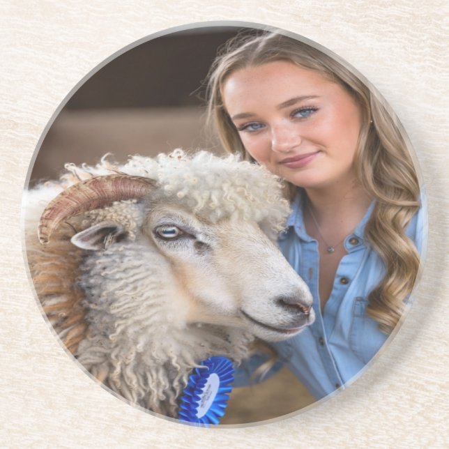 Livestock Show Sheep Photo Customize Coaster (Front)
