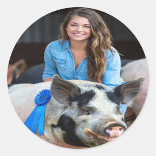 Livestock Show Swine Photo Customize Classic Round Sticker