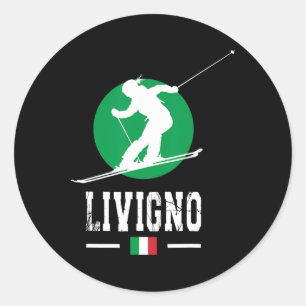 Livigno Italy Ski Resort Alps Italian Skiing Souve Classic Round Sticker