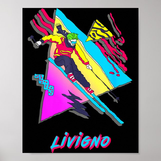 Livigno vibrant ski skier snow skiing triangles poster (Front)
