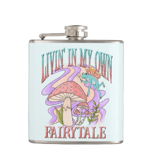 Livin’ In My Own Fairytale – Frog & Mushroom Hip Flask