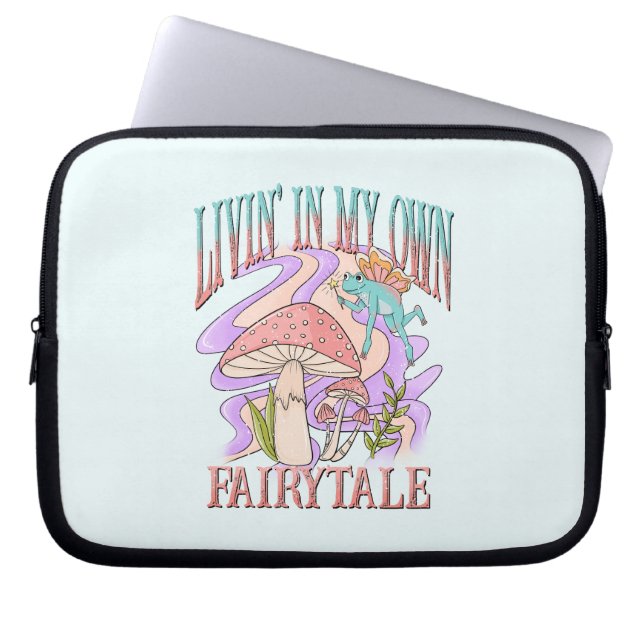 Livin’ In My Own Fairytale – Frog & Mushroom Laptop Sleeve (Front)