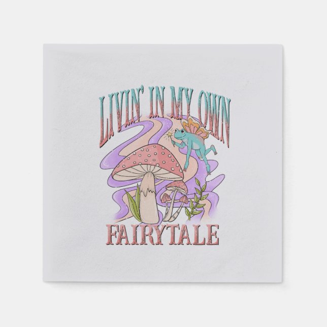 Livin’ In My Own Fairytale – Frog & Mushroom Napkin (Front)