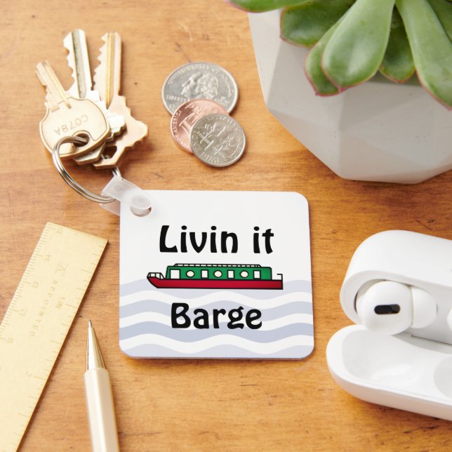Livin It Barge Canal Boat Captain Key Ring (Desk)