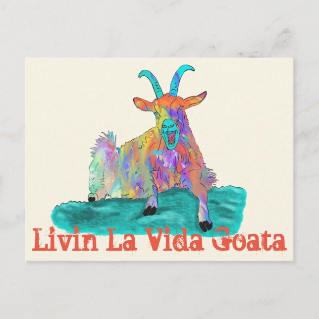 Livin La Vida Goata Funny Screaming Goat Design Postcard (Front)