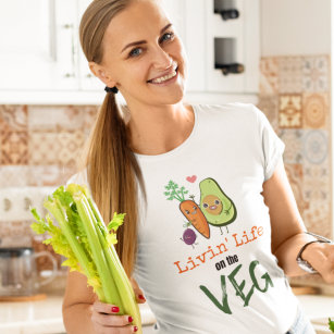 Livin Life On The Veg Vegan Humor Quote T-Shirt