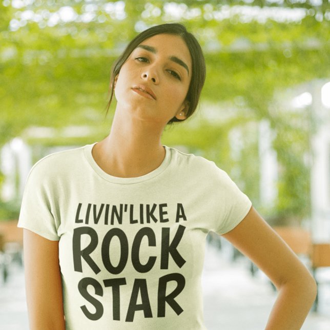 LIVIN' LIKE A ROCK STAR, t-shirt Tri-Blend Shirt (Creator Uploaded)