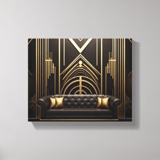 Living 1 Stretched Art Deco Canvas Print