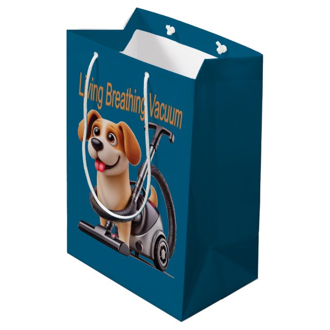 Living Breathing Vacuum Dog Medium Gift Bag (Back Angled)