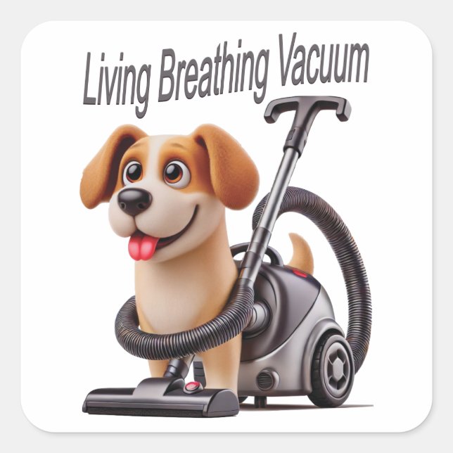 Living Breathing Vacuum Dog Square Sticker (Front)