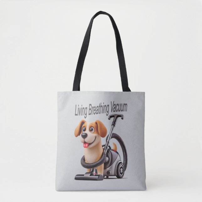 Living Breathing Vacuum Dog Tote Bag (Front)