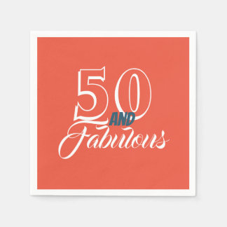 Living Coral 50 and Fabulous Birthday Party Napkin