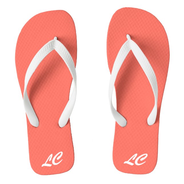 Living Coral Add Initials White Monogrammed Jandals (Footbed)