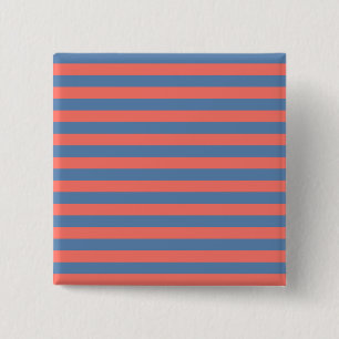 Lıving Coral and Pacific blue Horizontal Lines 15 Cm Square Badge