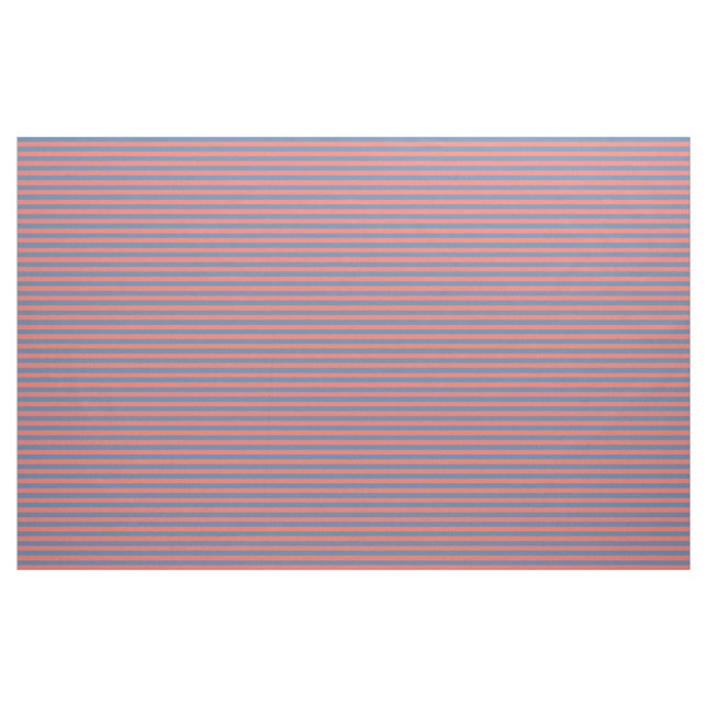 Lıving Coral and Pacific blue Horizontal Lines Fabric (Fat Quarter)