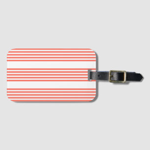 Living coral and white five stripes pattern luggage tag