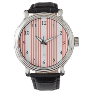 Living coral and white five stripes pattern watch