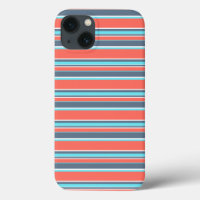 Living coral, blue and gray stripes Case-Mate iPho