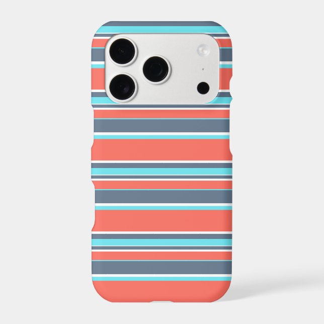 Living coral, blue and grey stripes (Back)