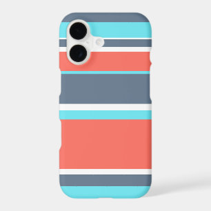 Living coral, blue and grey stripes